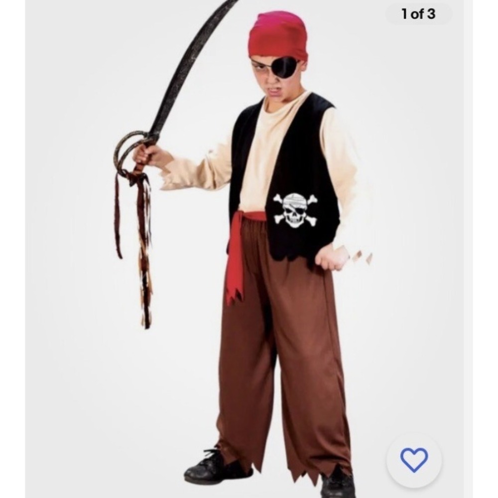 Greenbrier Playful Pirate Kids Costume Set Fits Up To Size 12 New Sealed